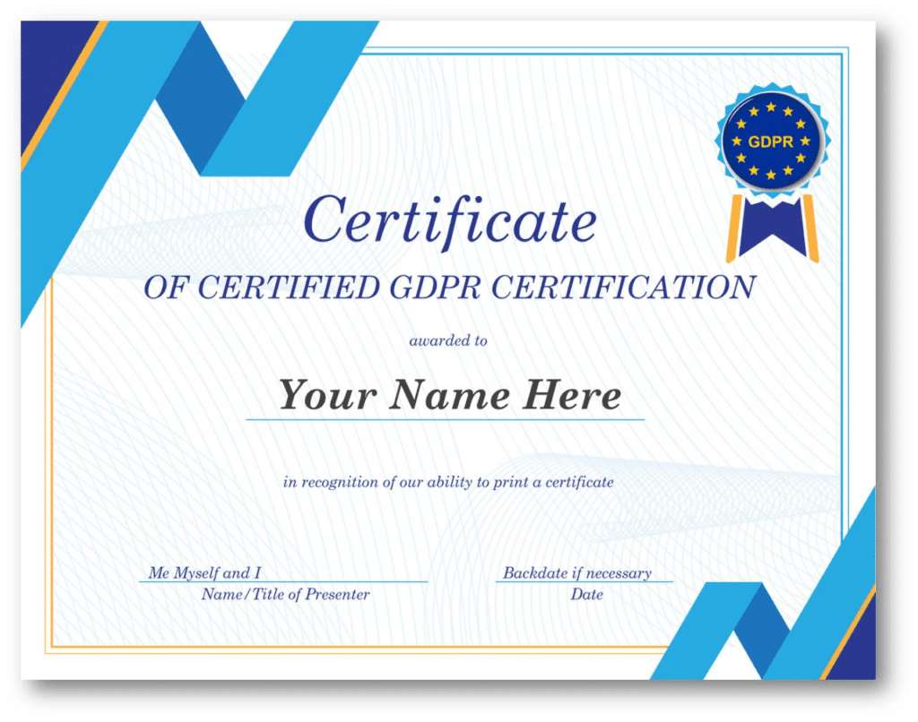 image of a fake certificate of certified certification