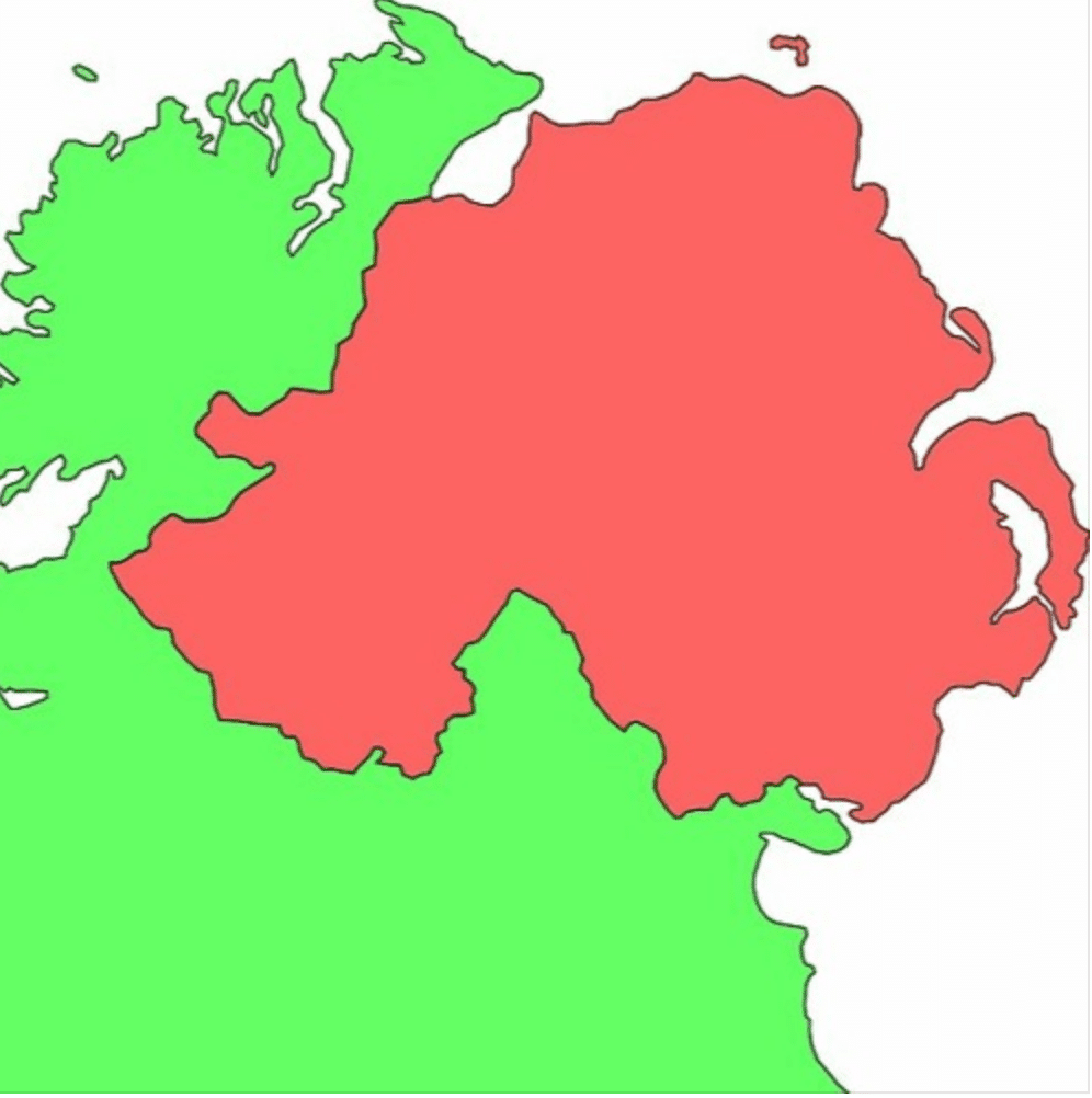 Northern Ireland on a map
